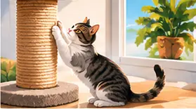 Gato usando um arranhador