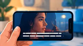 Vídeo com legendas em um celular