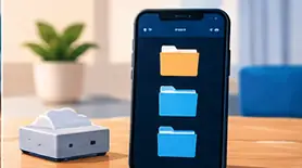 Pastas digitais na tela de um celular