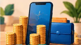 Celular e moedas sobre uma mesa