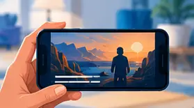 Celular exibindo uma história em vídeo