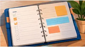 Agenda com planejamento doméstico