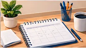Mesa com agenda semanal