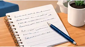 Caderno de registros sobre uma mesa